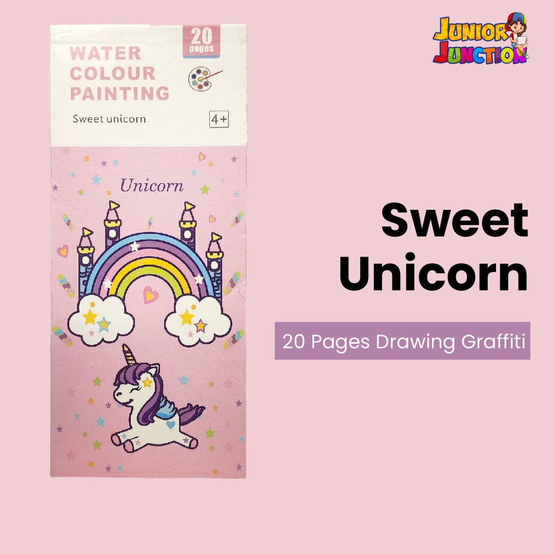 Portable Watercolor Coloring Book 20 Pages-6 Colors per Page & 1 Free Paint Brush - Junior Junction