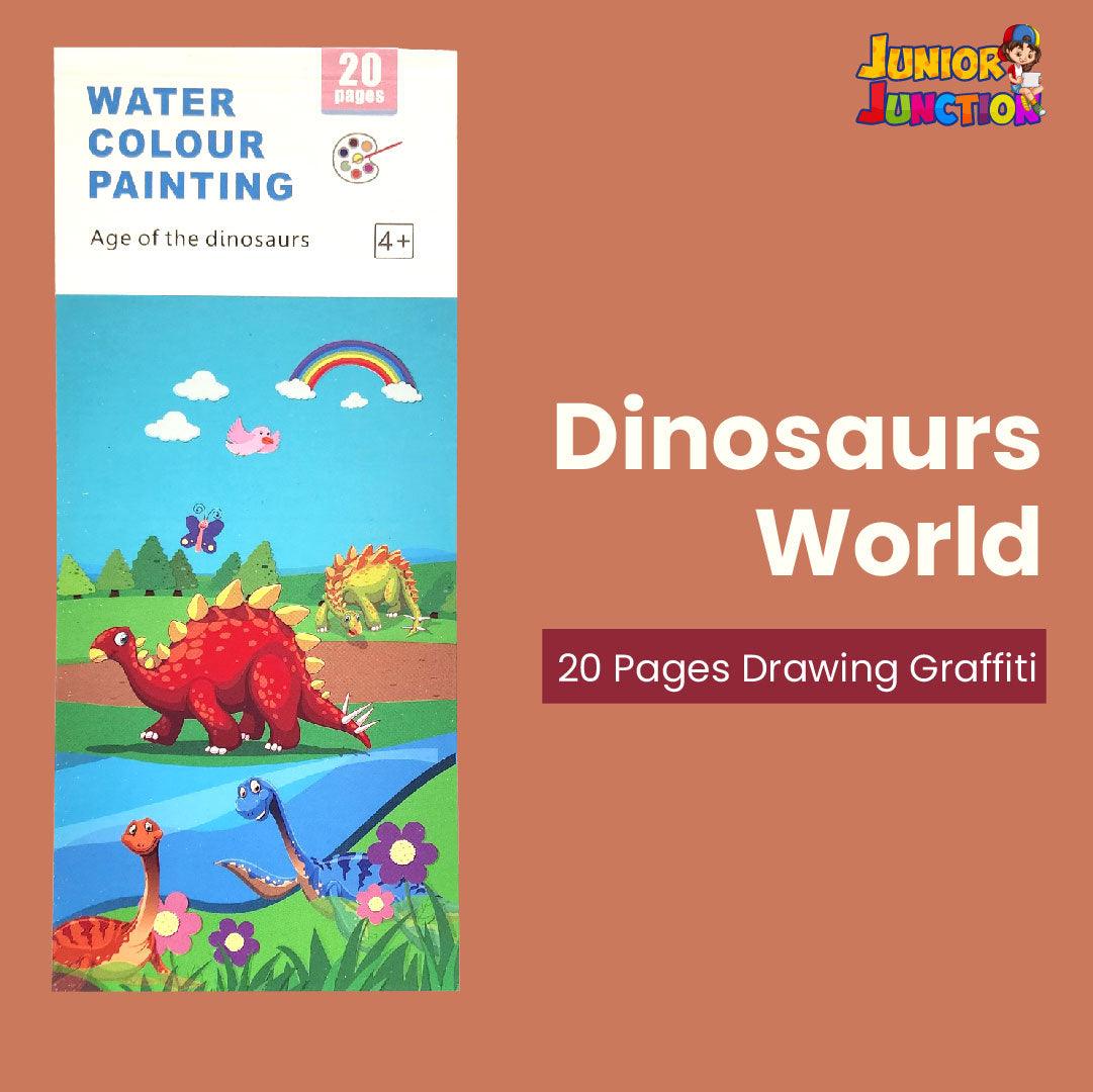 Portable Watercolor Coloring Book 20 Pages-6 Colors per Page & 1 Free Paint Brush - Junior Junction