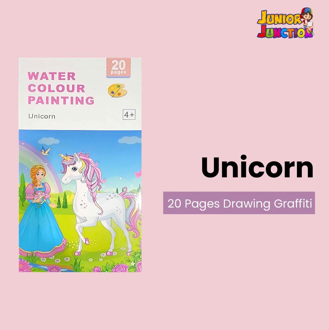 Portable Watercolor Coloring Book 20 Pages-6 Colors per Page & 1 Free Paint Brush - Junior Junction