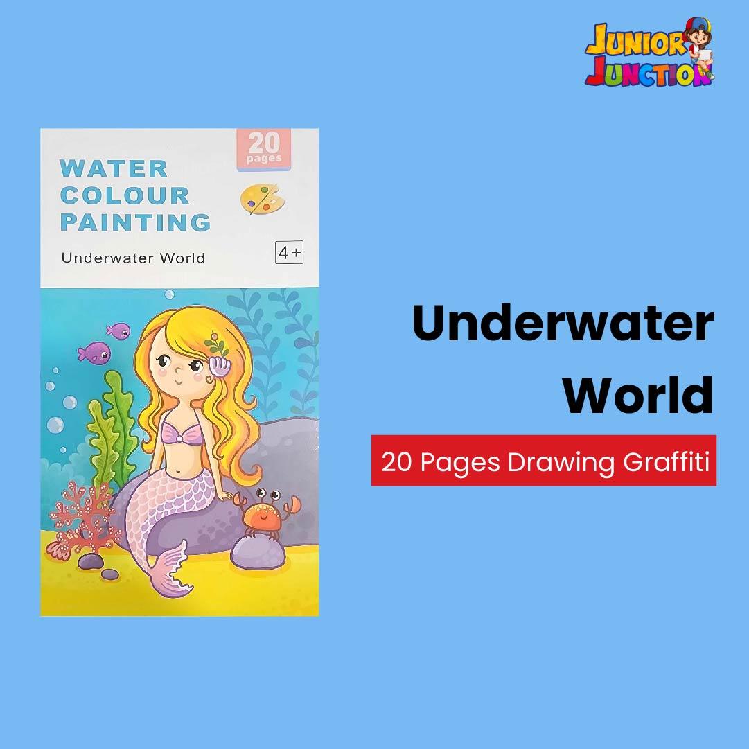 Portable Watercolor Coloring Book 20 Pages-6 Colors per Page & 1 Free Paint Brush - Junior Junction