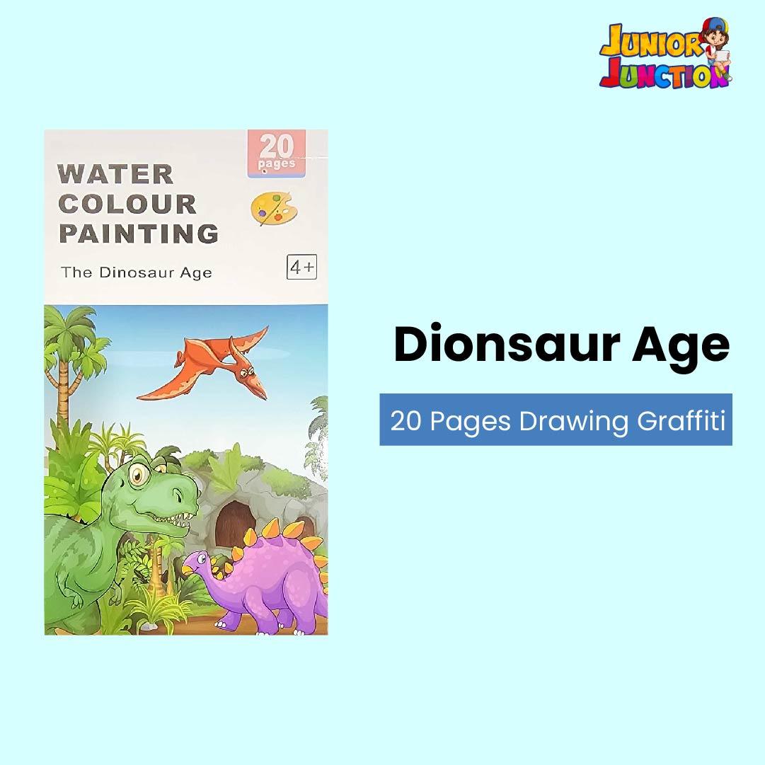 Portable Watercolor Coloring Book 20 Pages-6 Colors per Page & 1 Free Paint Brush - Junior Junction