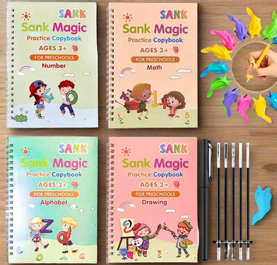 4 SANK PRACTICE WRITING BOOK + 2 PENS + 8.5 inch LCD WRITING TABLET - Junior Junction