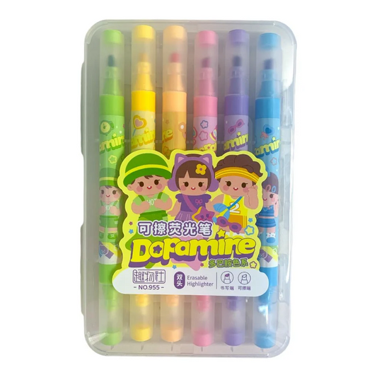 Erasable Double Sided Highlighter Marker Set of 6 - Junior Junction