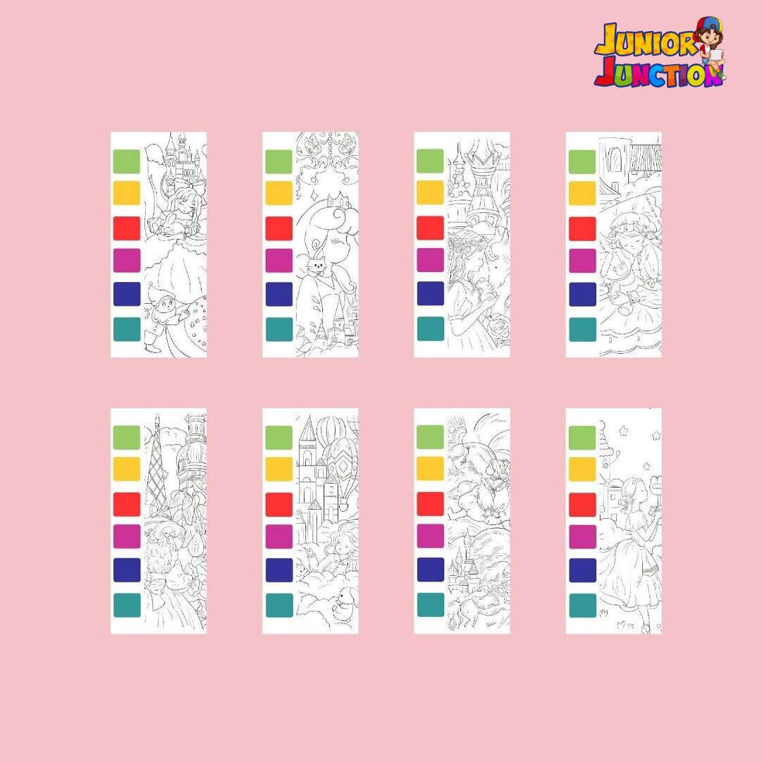 Portable Watercolor Coloring Book 20 Pages-6 Colors per Page & 1 Free Paint Brush - Junior Junction
