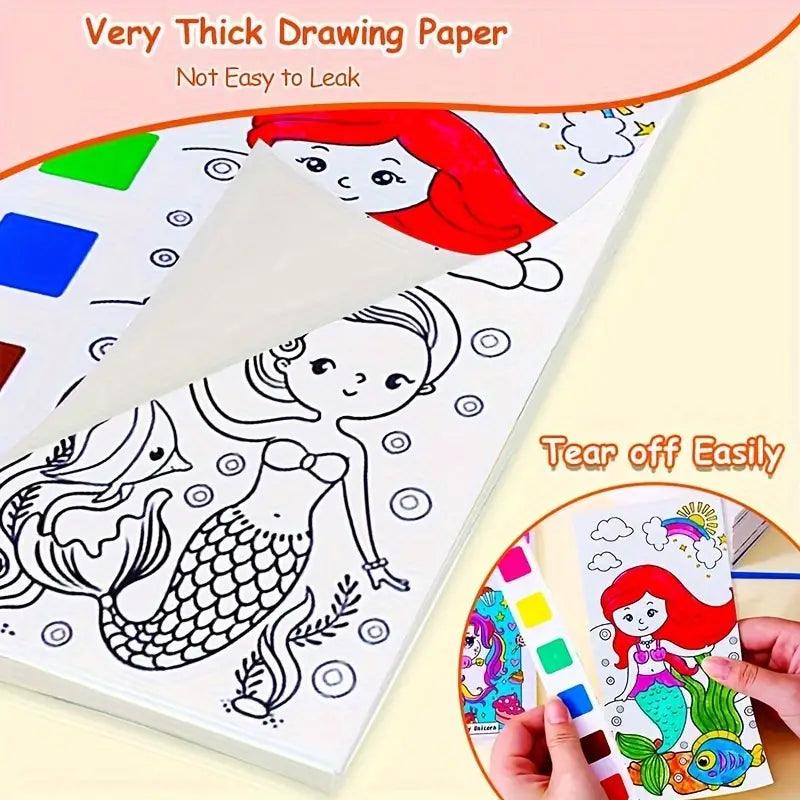 Large 12 Pages Watercolor Coloring Book - Junior Junction