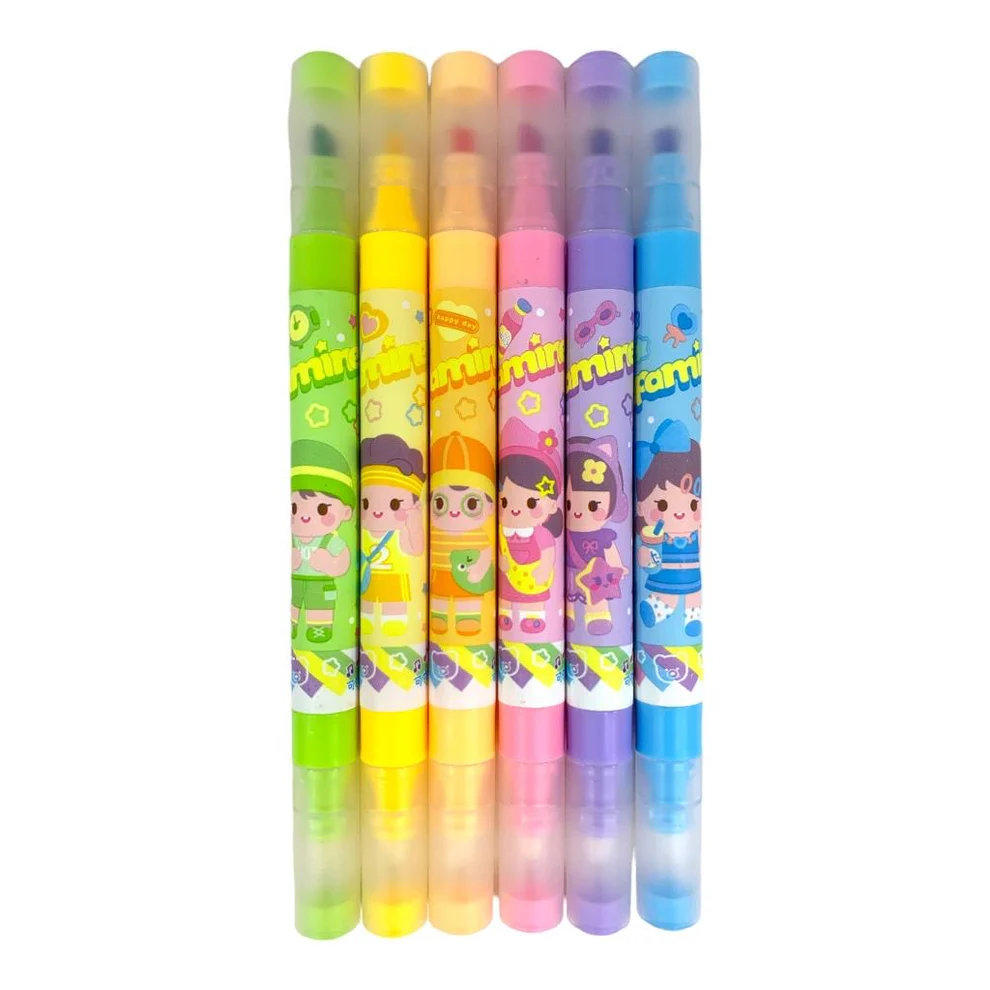 Erasable Double Sided Highlighter Marker Set of 6