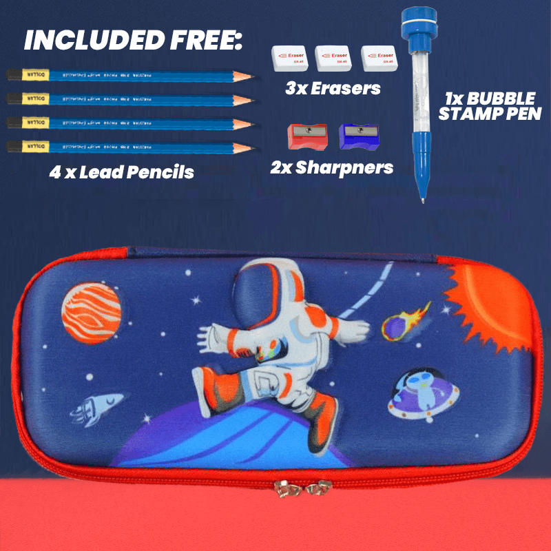 3D Cartoon Geometry Case with Free Stationery