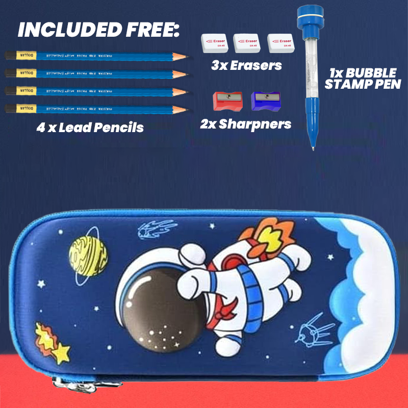 3D Cartoon Geometry Case with Free Stationery