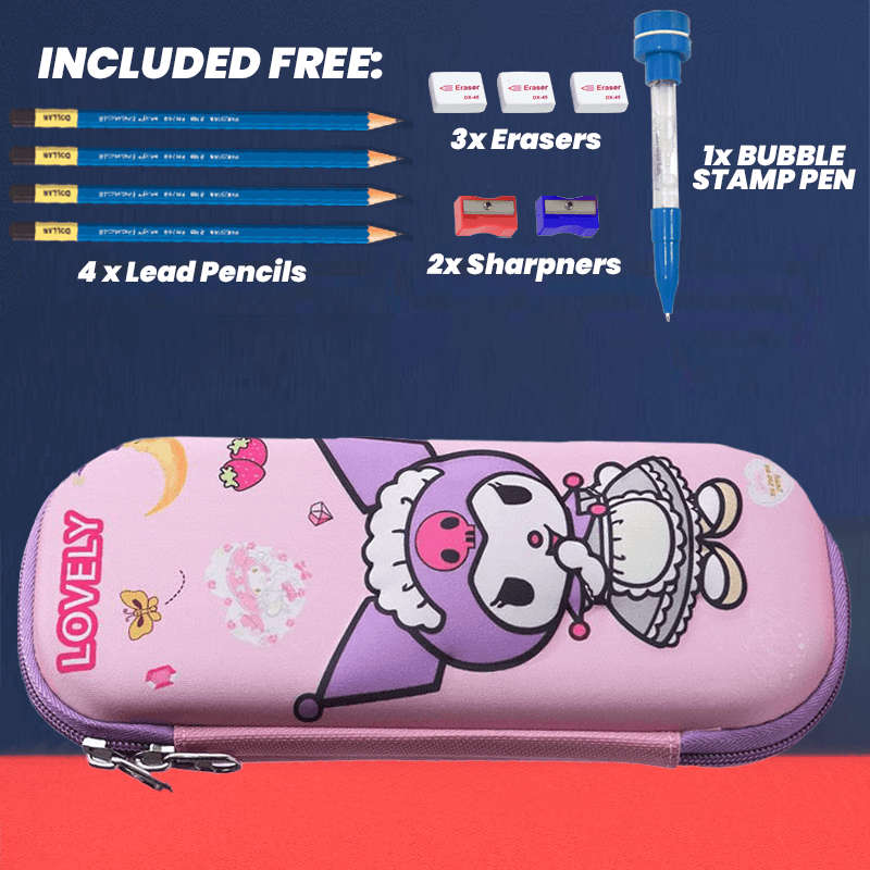 3D Cartoon Geometry Case with Free Stationery