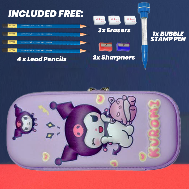 3D Cartoon Geometry Case with Free Stationery