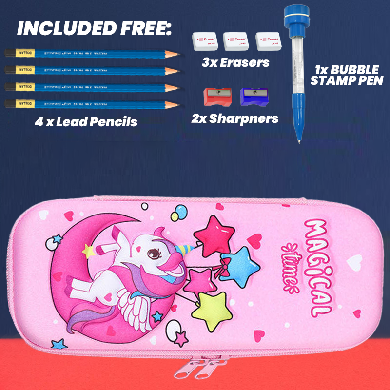 3D Cartoon Geometry Case with Free Stationery - Junior Junction