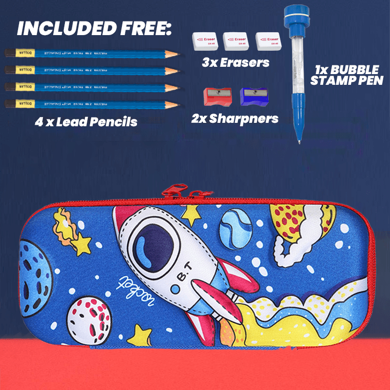 3D Cartoon Geometry Case with Free Stationery