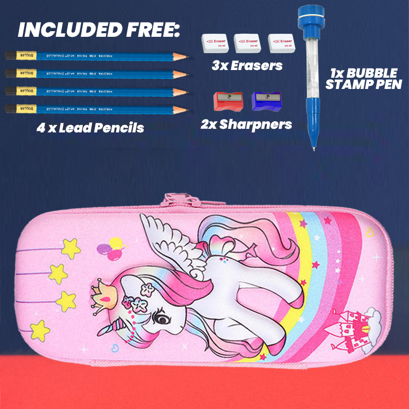 3D Cartoon Geometry Case with Free Stationery