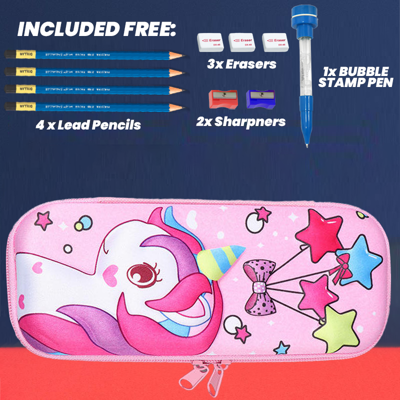 3D Cartoon Geometry Case with Free Stationery - Junior Junction