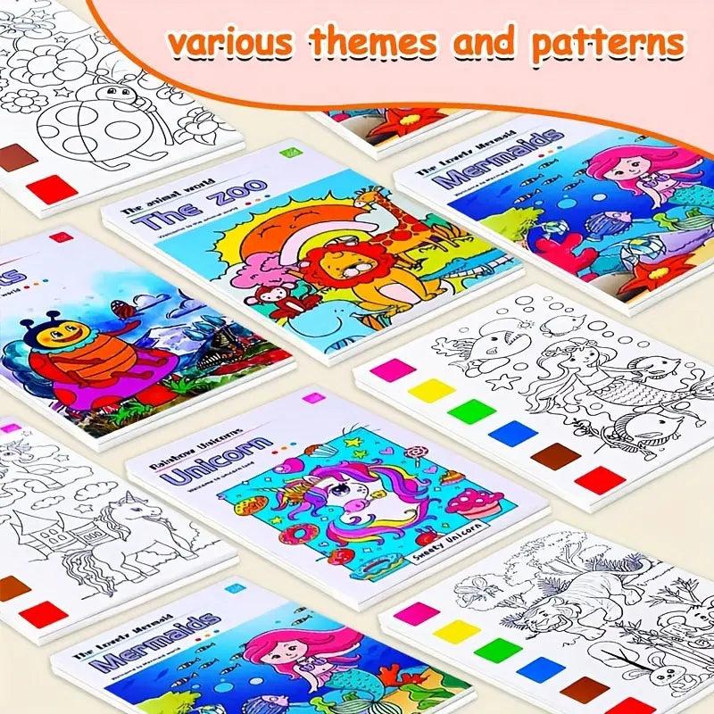 Large 12 Pages Watercolor Coloring Book - Junior Junction