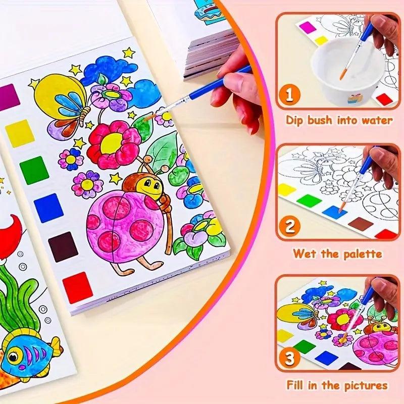 Large 12 Pages Watercolor Coloring Book - Junior Junction