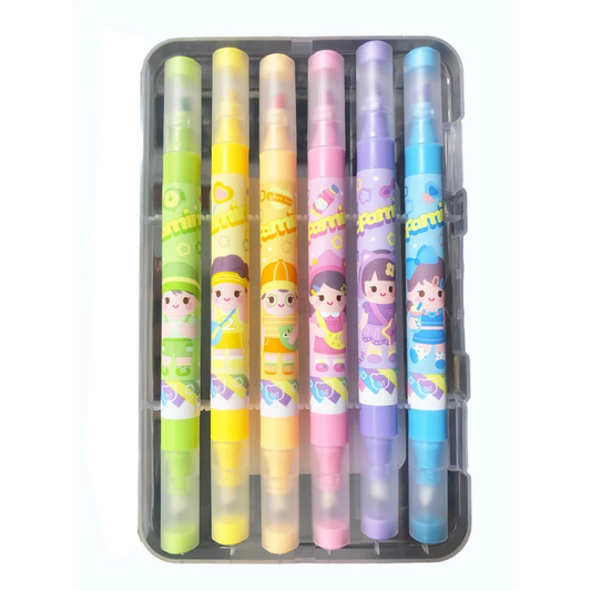 Erasable Double Sided Highlighter Marker Set of 6 - Junior Junction