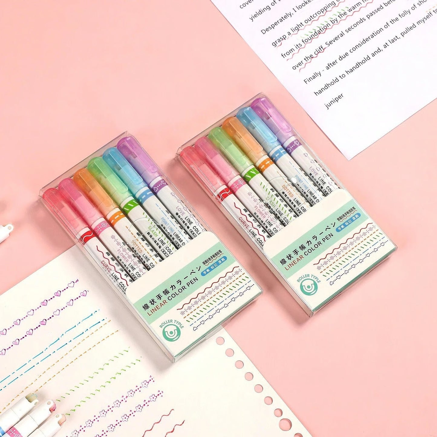 Pattern Roller Color Pen Set Of 6