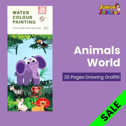 Portable Watercolor Coloring Book 20 Pages-6 Colors per Page & 1 Free Paint Brush - Junior Junction