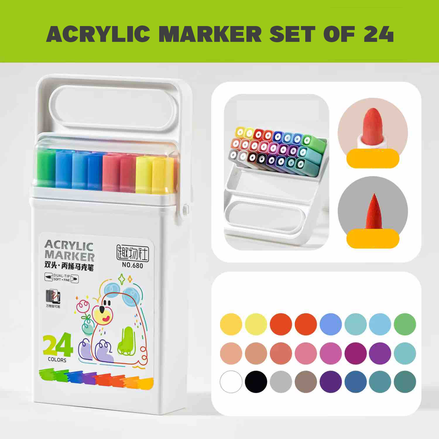 Acrylic Markers Set - Double Sided