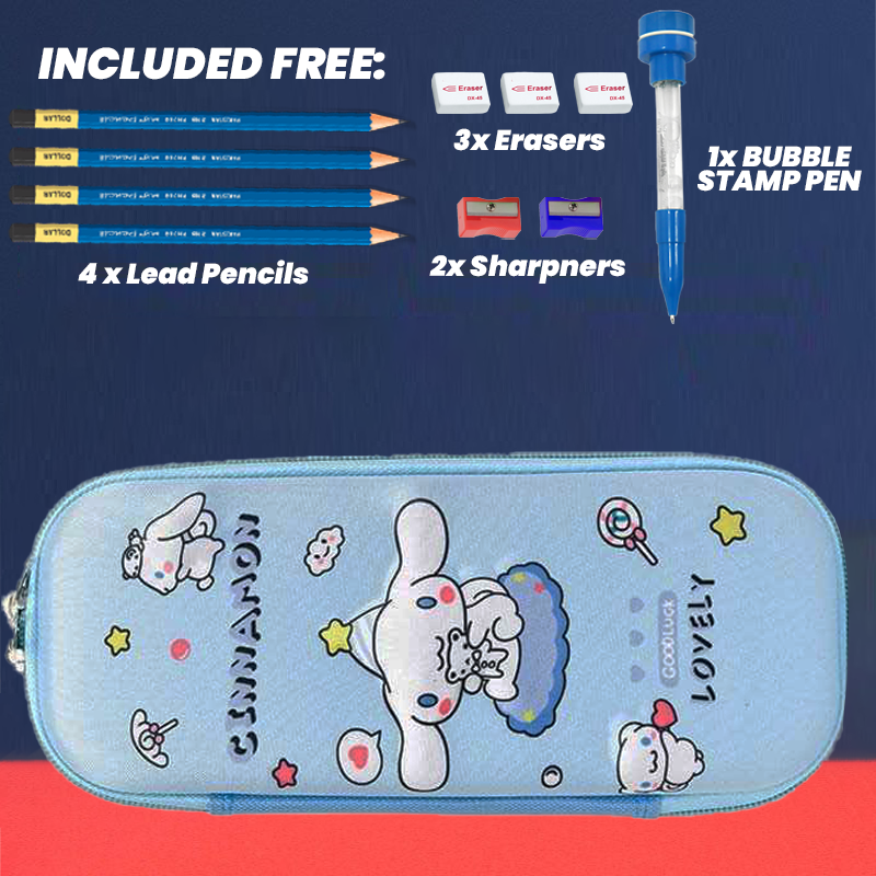 3D Cartoon Geometry Case with Free Stationery