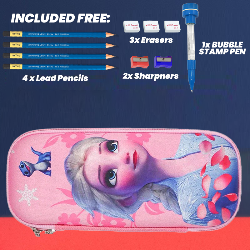 3D Cartoon Geometry Case with Free Stationery