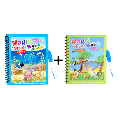 1 Random Watercolor Book(12pages) + 2 MAGIC WATER BOOKS + 2 PENS + 8.5 inch  LCD WRITING TABLET - Junior Junction