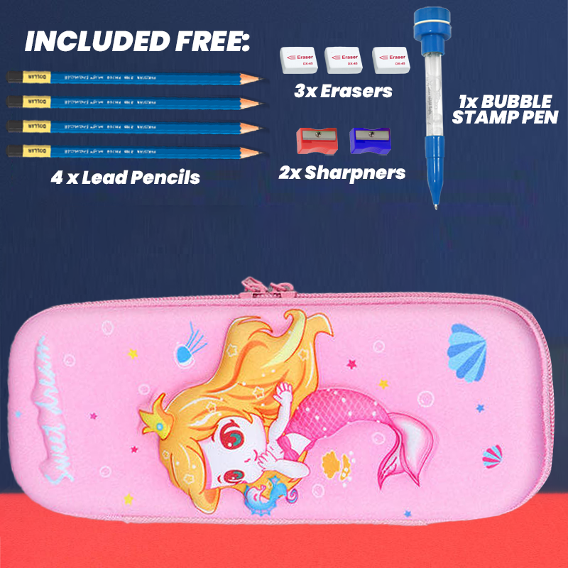 3D Cartoon Geometry Case with Free Stationery