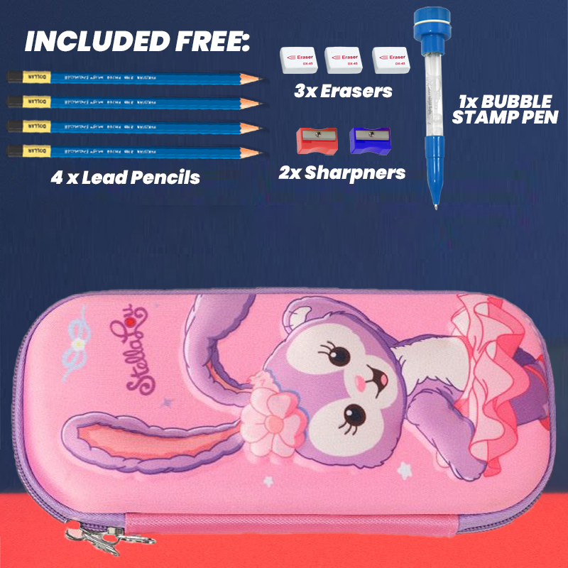 3D Cartoon Geometry Case with Free Stationery