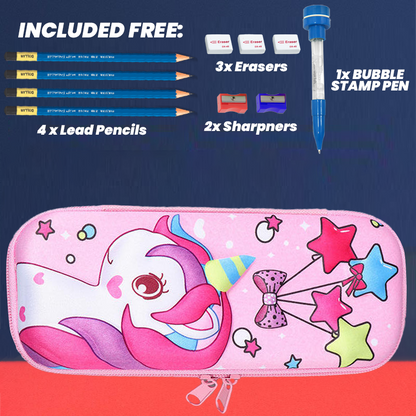 3D Cartoon Geometry Case with Free Stationery - Junior Junction