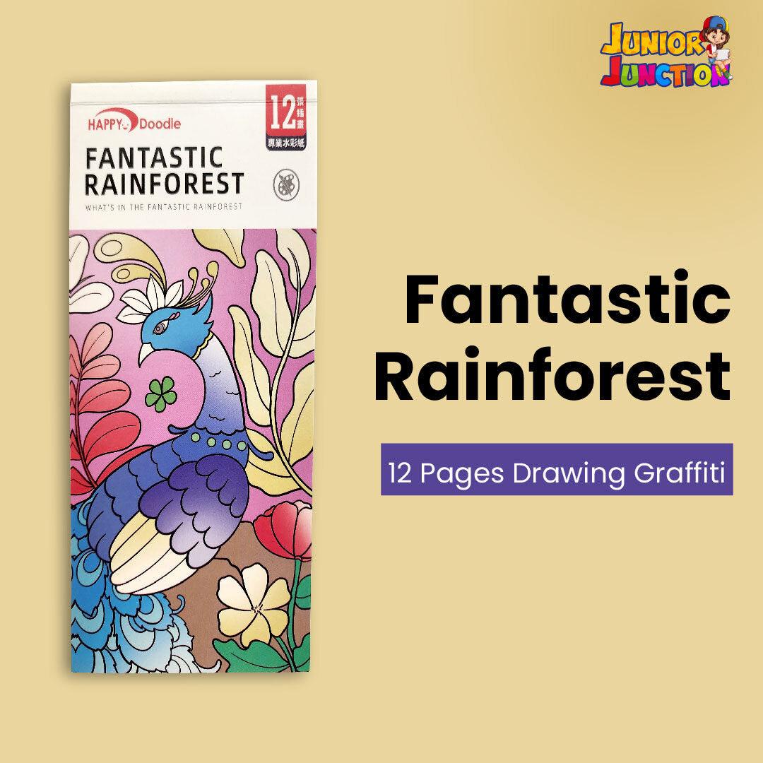 Portable Watercolor Coloring Book 20 Pages-6 Colors per Page & 1 Free Paint Brush - Junior Junction