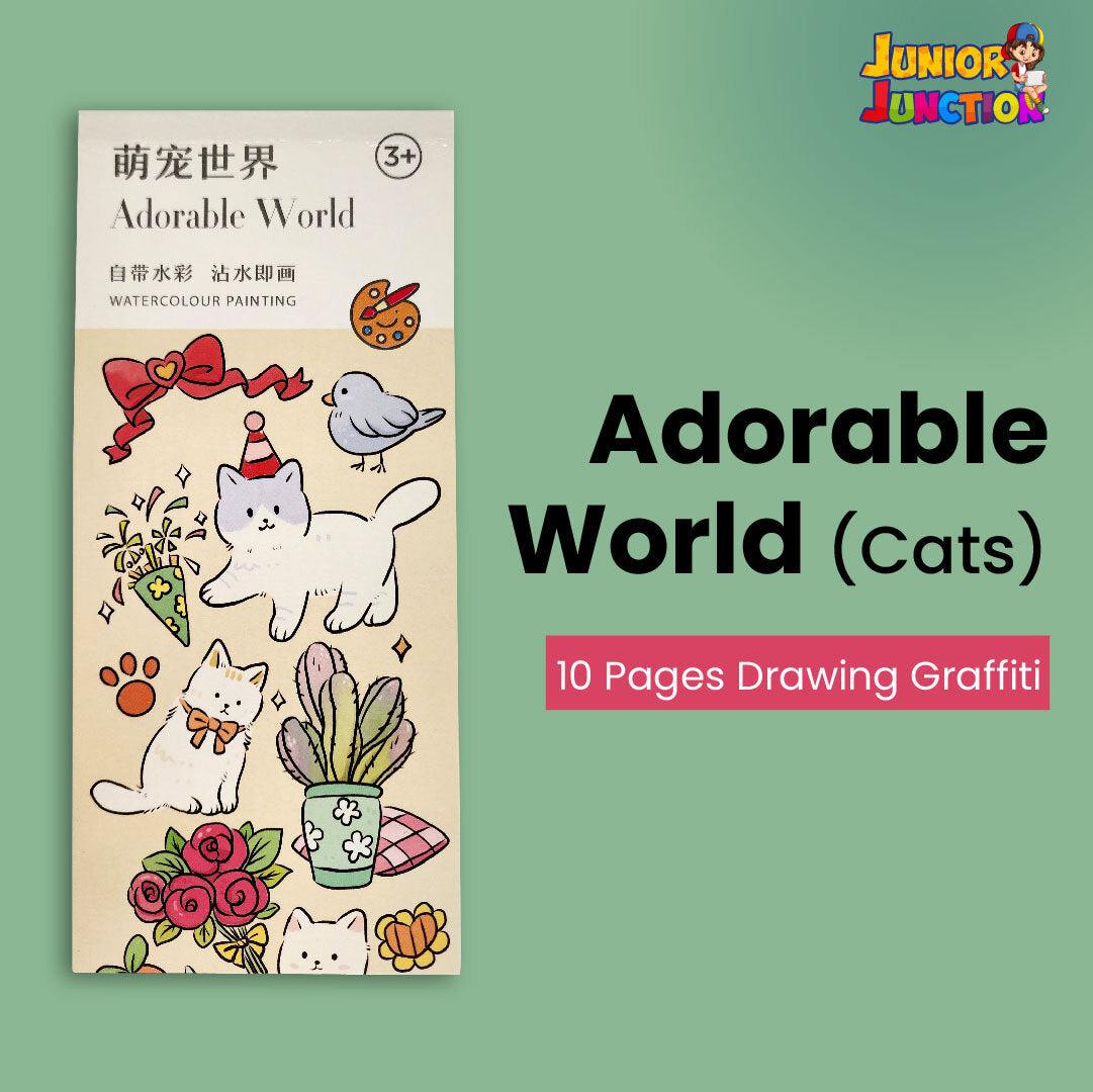 Portable Watercolor Coloring Book 20 Pages-6 Colors per Page & 1 Free Paint Brush - Junior Junction