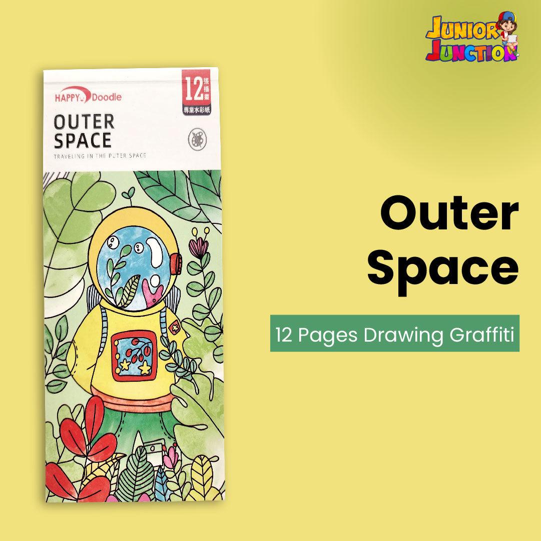 Portable Watercolor Coloring Book 20 Pages-6 Colors per Page & 1 Free Paint Brush - Junior Junction