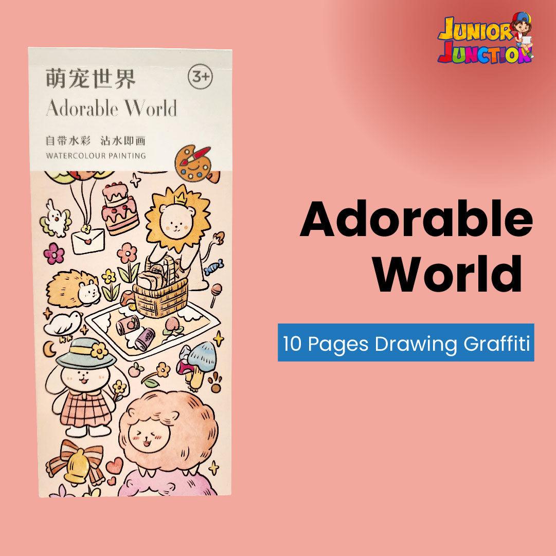 Portable Watercolor Coloring Book 20 Pages-6 Colors per Page & 1 Free Paint Brush - Junior Junction