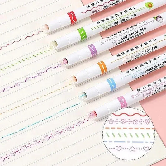 Pattern Roller Color Pen Set Of 6